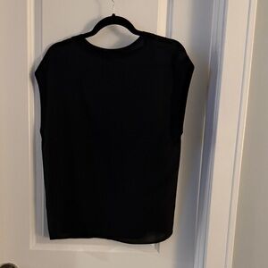 Vince Classic Black Cap Sleeve Blouse